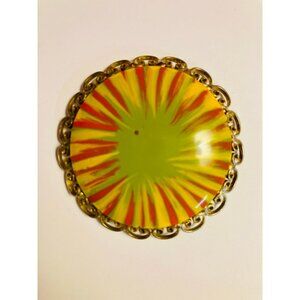 HOBE Signed Vintage 1960's Enamel Brooch Floral Spiral Colorblast -15